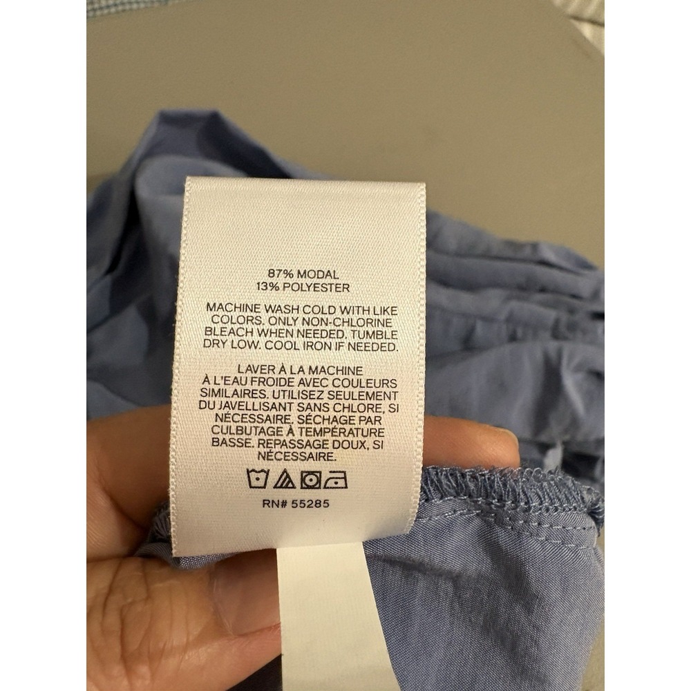 Express Blouse Womens Medium Blue Preppy Balloon Puff Sleeves - Picture 10 of 12